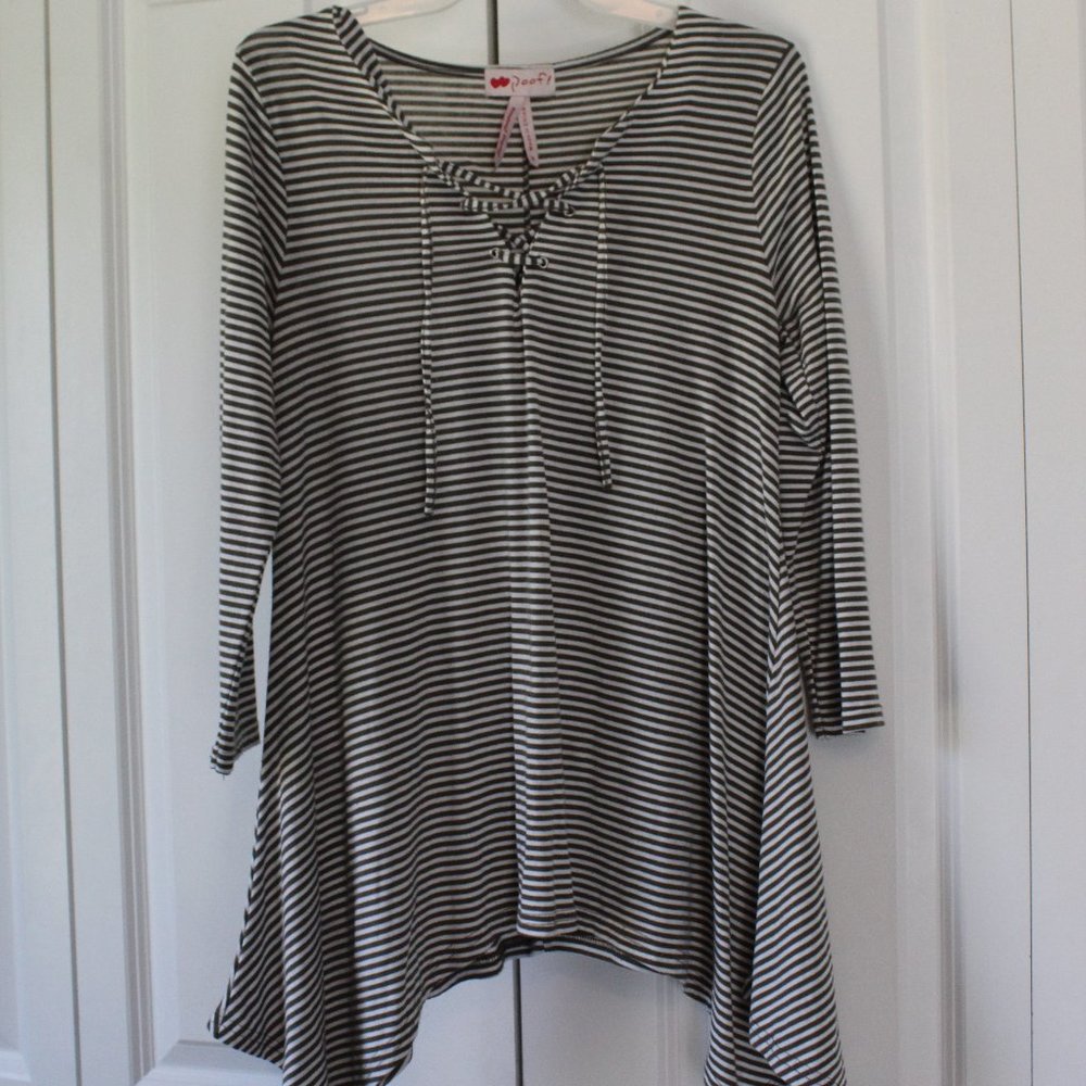 Poof! Striped Long Shirt Womens Size Medium